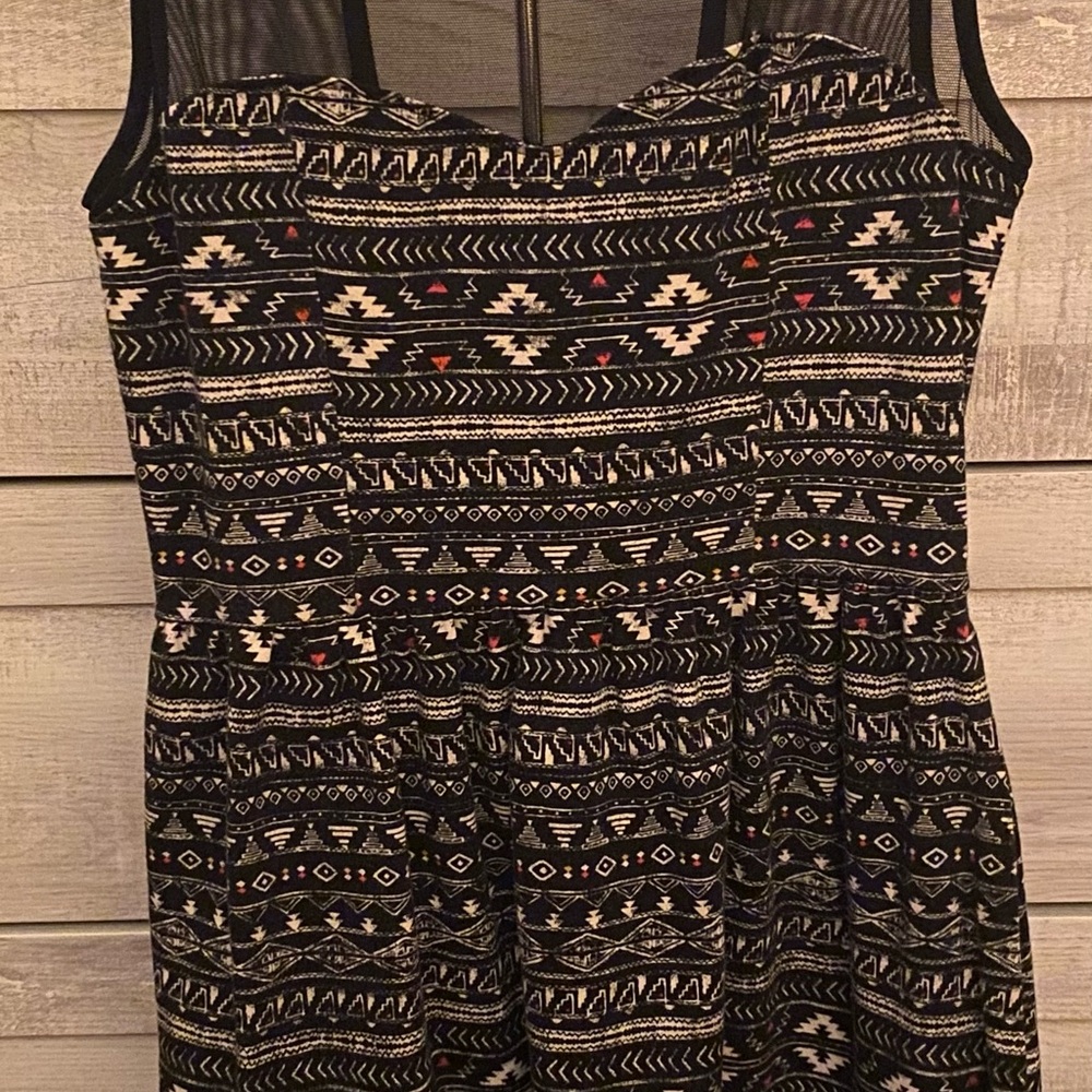 Forever 21 Black and White Mesh Mini Dress